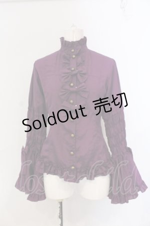 画像: metamorphose / シャーリング姫袖ブラウス（梨地）  パープル O-25-06-26-023-ME-BL-IG-OS