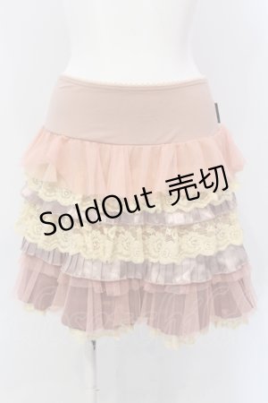 画像: Ozz oneste / 異素材ティアードスカート  ピンク O-25-06-26-026-OO-SK-IG-OS