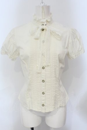 画像: Victorian maiden / レースリボン付スタンドカラーパフスリーブブラウス  キナリ O-25-06-28-031-CL-BL-OW-OS
