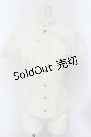 画像: Victorian maiden / レースリボン付スタンドカラーパフスリーブブラウス  キナリ O-25-06-28-031-CL-BL-OW-OS