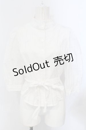 画像: Sheglit / チェックパフブラウス M ホワイト O-25-06-28-034-EL-BL-OW-OS