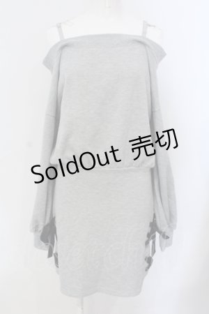 画像: Ank Rouge / スピンドルオフショルスウェットワンピース M グレー O-25-06-28-040-CA-OP-OW-OS