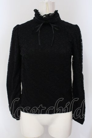 画像: Ank Rouge / ハイネックレーストップス M クロ O-25-06-28-057-CA-TO-OW-OS