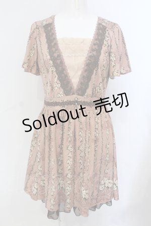 画像: axes femme / ローズストライプワンピース M ピンク O-25-06-28-058-AX-OP-OW-OS