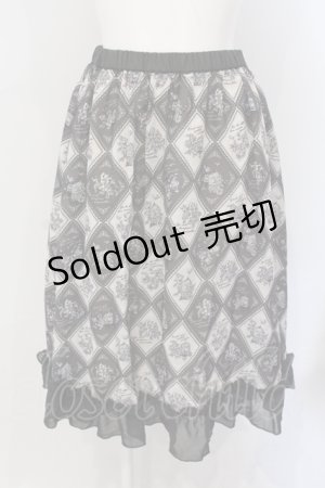 画像: axes femme / アーガイル裾フリルスカート M グレー O-25-06-28-059-AX-SK-OW-ZT164