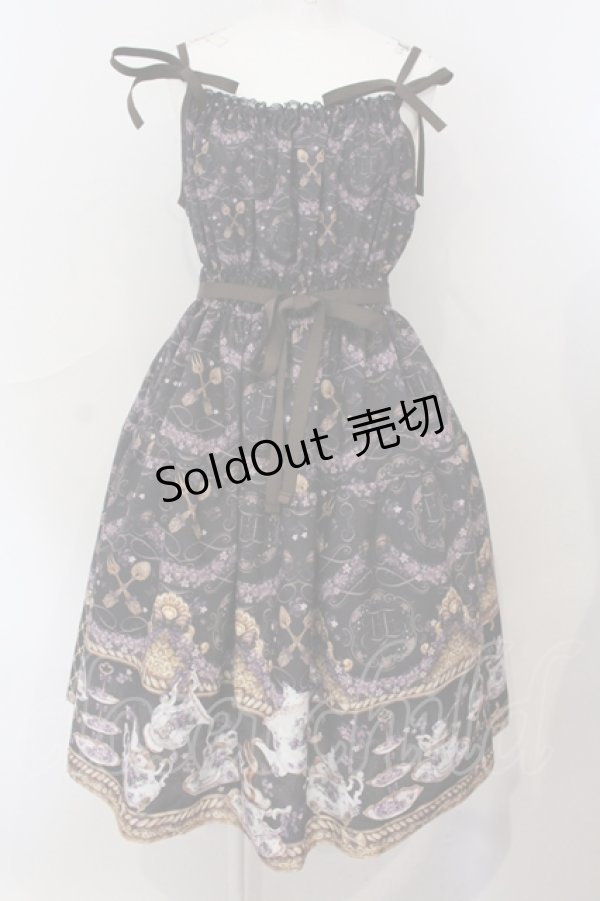 画像1: Enchantlic Enchantilly / すみれのお茶会ティアードジャンパースカート L アンティークブラック O-25-06-28-005-LO-OP-IG-OS (1)