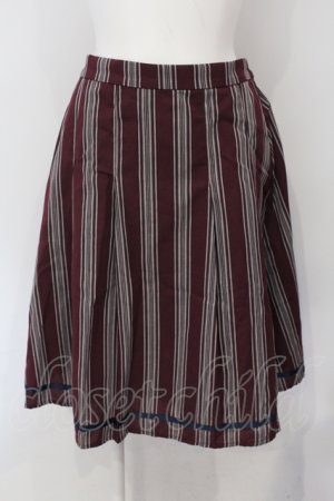 画像: axes femme POETIQUE / グログランテープレジメンタルフレアスカート M ワイン O-25-06-28-061-AX-SK-OW-OS