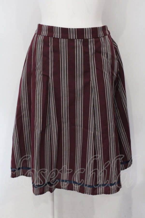 画像1: axes femme POETIQUE / グログランテープレジメンタルフレアスカート M ワイン O-25-06-28-061-AX-SK-OW-ZT507 (1)