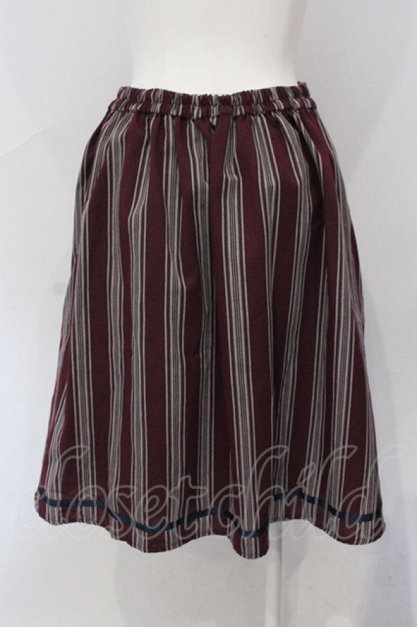 画像2: axes femme POETIQUE / グログランテープレジメンタルフレアスカート M ワイン O-25-06-28-061-AX-SK-OW-ZT507 (2)