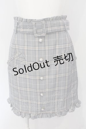 画像: Ank Rouge / ベルト付きフリルポケットチェックスカート M グレー O-25-06-28-062-CA-SK-OW-OS