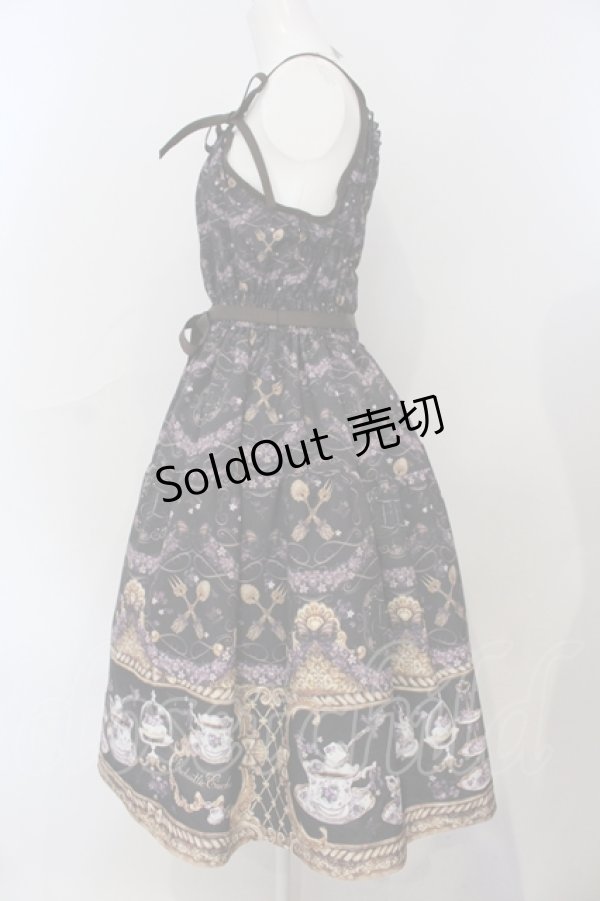 画像3: Enchantlic Enchantilly / すみれのお茶会ティアードジャンパースカート L アンティークブラック O-25-06-28-005-LO-OP-IG-OS (3)