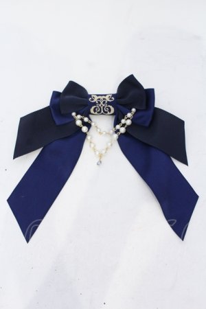 画像: Enchantlic Enchantilly / ロゴ刺繍パールリボンブローチ  ネイビー O-25-06-28-071-LO-ZA-IG-OS