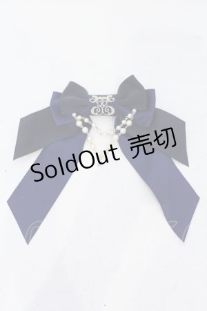 画像: Enchantlic Enchantilly / ロゴ刺繍パールリボンブローチ  ネイビー O-25-06-28-071-LO-ZA-IG-ZT208-F004