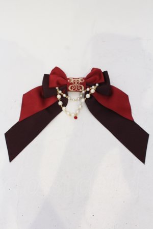 画像: Enchantlic Enchantilly / ロゴ刺繍パールリボンブローチ  ボルドー O-25-06-28-072-LO-ZA-IG-OS
