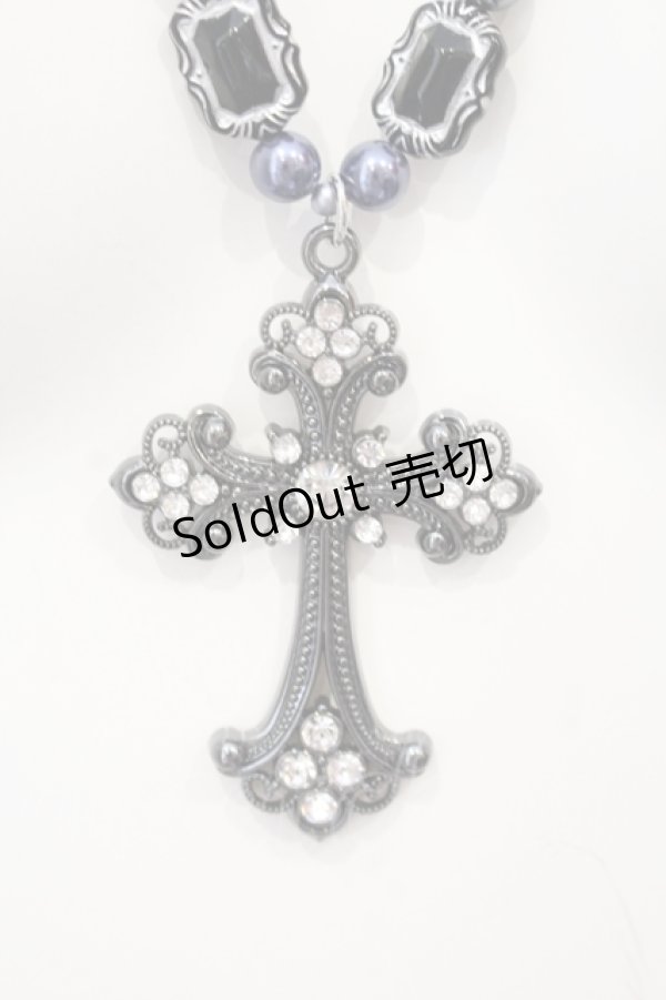 画像2: Estrellas / cross beads necklace ネックレス  ブラック×シルバー O-25-06-28-085-EL-AC-IG-ZT0709 (2)
