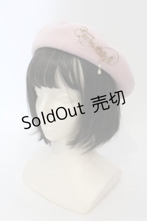 画像: Enchantlic Enchantilly / ロゴプリントベレー帽  ピンク×ゴールド O-25-06-28-088-LO-AC-IG-ZT-K007