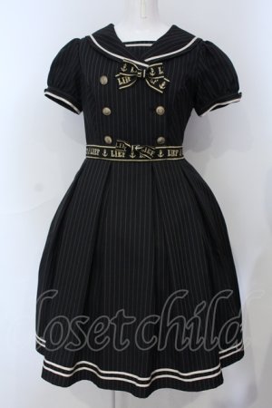 画像: LIEF / ゴールド刺 リボンセーラーワンピース M クロ O-25-06-28-012-LO-OP-OW-OS