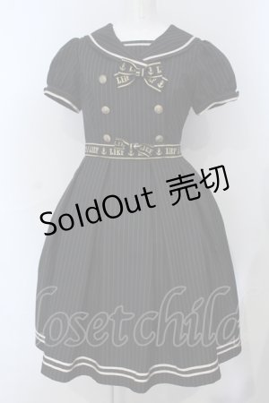 画像: LIEF / ゴールド刺 リボンセーラーワンピース M クロ O-25-06-28-012-LO-OP-OW-ZS