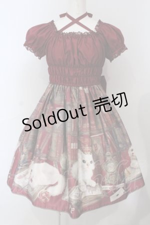 画像: Enchantlic Enchantilly / Queen Cat〜秘密の書斎〜ワンピース  ワイン O-25-06-28-018-LO-OP-OW-OS