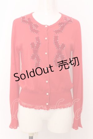 画像: Leur Getter / ベルベットリボンニットカーディガン  アカ O-25-06-30-036-LU-TO-IG-OS