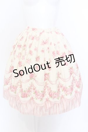 画像: Emily Temple cute / バラリボンフリルスカート  アイボリー×ピンク O-25-06-30-041-ET-SK-IG-OS