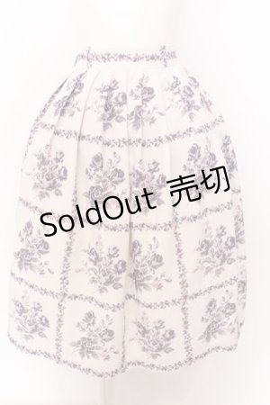画像: Fi.n.t / ローズパネル柄タックスカート  アイボリー O-25-06-30-056-CA-SK-IG-OS