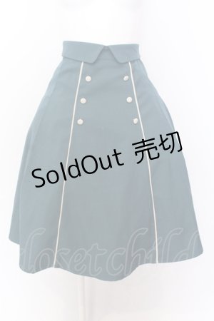画像: F i.n.t / ダブル釦配色タックスカート  グリーン O-25-06-30-058-CA-SK-IG-OS