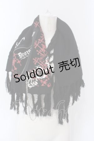 画像: Deorart / クロスプリントスクエアストール  ブラック O-25-06-30-1002-PU-ZA-IG-ZT144