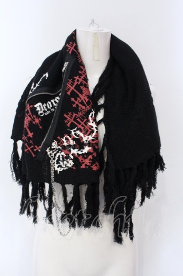 画像1: Deorart / クロスプリントスクエアストール  ブラック O-25-06-30-1002-PU-ZA-IG-ZT144 (1)