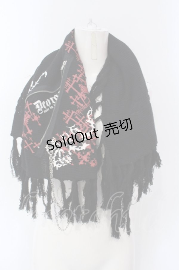 画像1: Deorart / クロスプリントスクエアストール  ブラック O-25-06-30-1002-PU-ZA-IG-ZT144 (1)