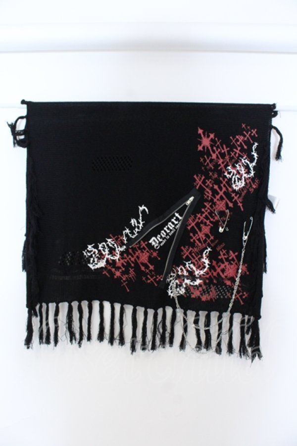 画像2: Deorart / クロスプリントスクエアストール  ブラック O-25-06-30-1002-PU-ZA-IG-ZT144 (2)