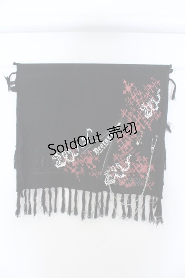 画像2: Deorart / クロスプリントスクエアストール  ブラック O-25-06-30-1002-PU-ZA-IG-ZT144 (2)