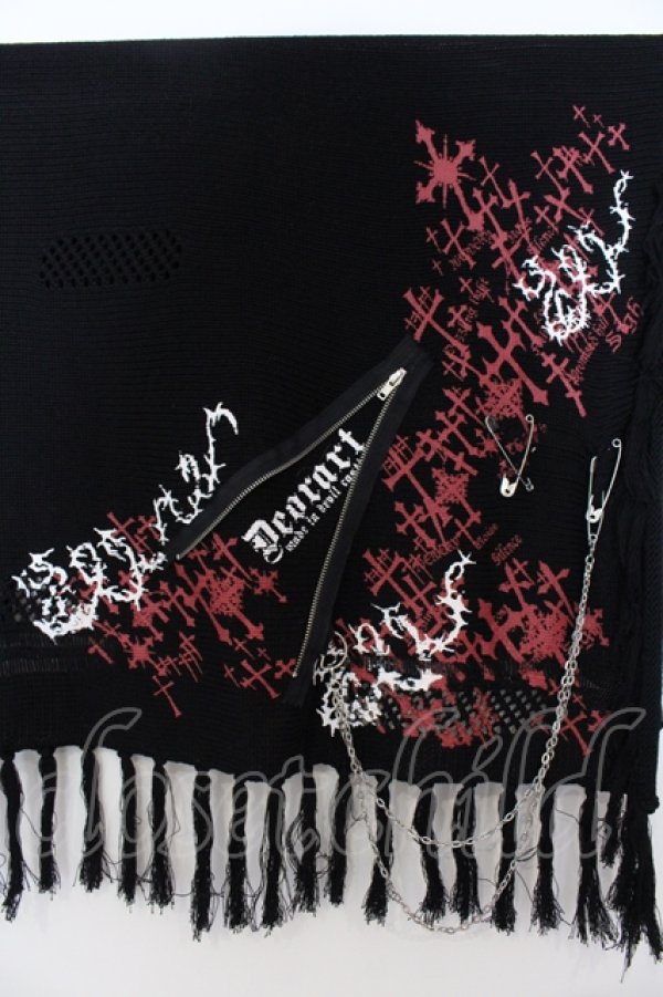 画像3: Deorart / クロスプリントスクエアストール  ブラック O-25-06-30-1002-PU-ZA-IG-ZT144 (3)