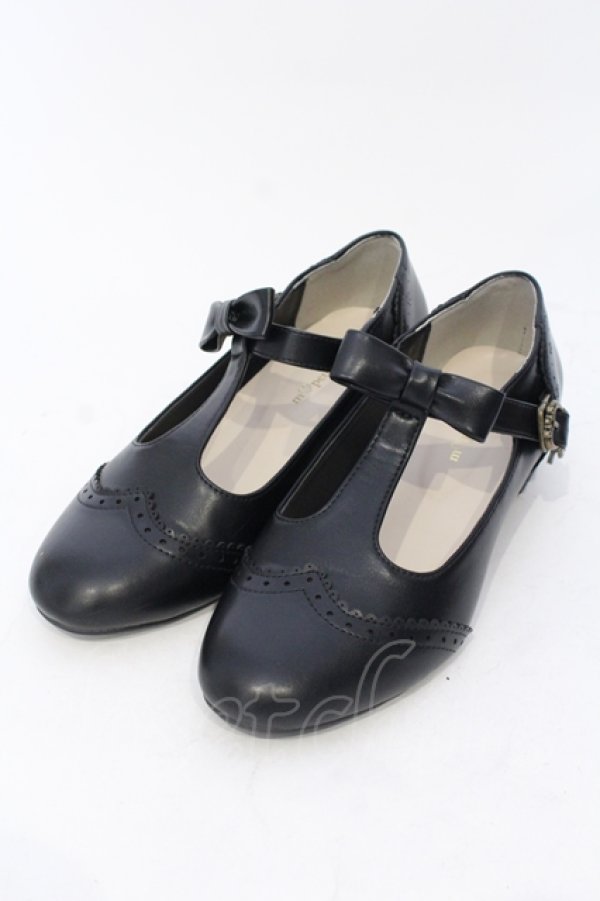 画像1: m petit by misako / AMPUリボンストラップパンプス M クロ O-25-06-30-1018-LO-SH-IG-OS (1)
