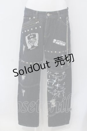 画像: Deorart / プリントスタッズデニムパンツ M インディゴ O-25-06-30-077-PU-PA-IG-ZY