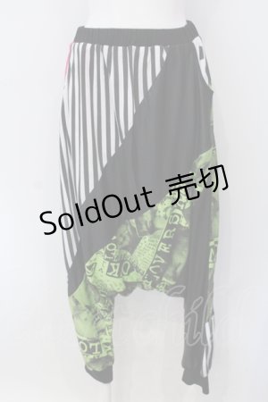 画像: SUPER LOVERS / 継ぎ接ぎサルエルパンツ  ブラック×グリーン×ホワイト O-25-06-30-080-PU-PA-IG-OS