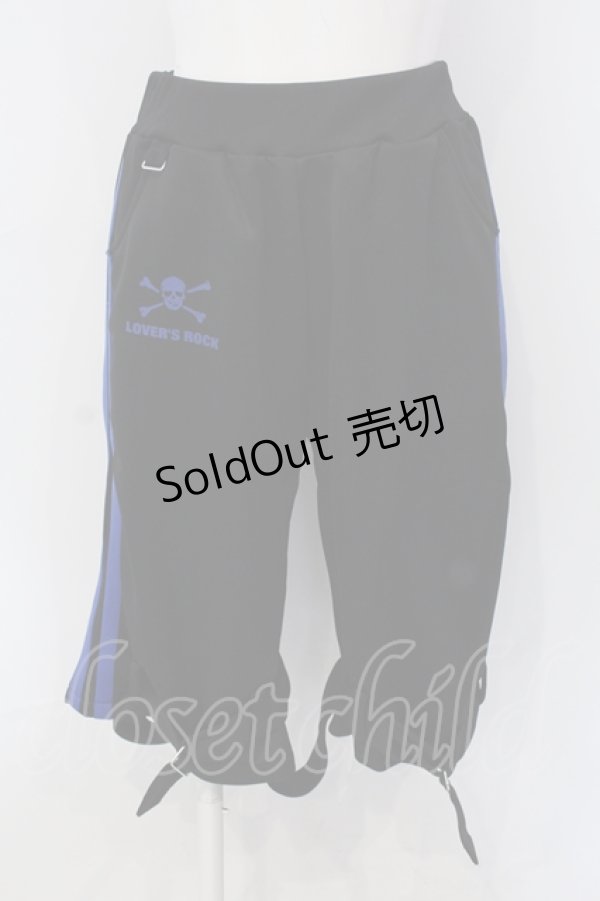 画像1: LOVER'S ROCK / ボンテージジャージハーフパンツ  ブラック×ブルー O-25-06-30-081-PU-PA-IG-ZY (1)