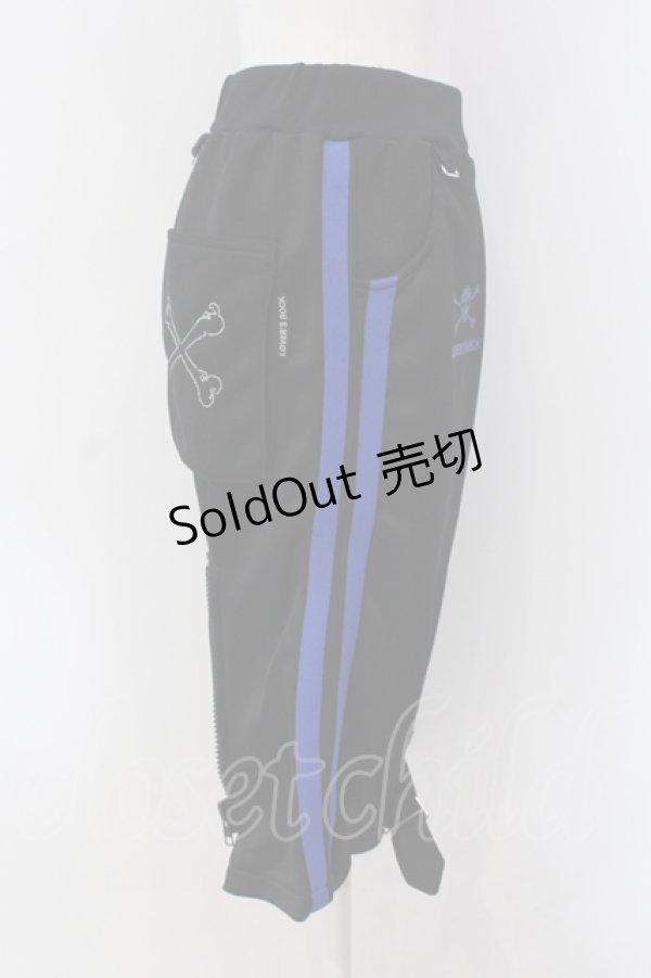 画像2: LOVER'S ROCK / ボンテージジャージハーフパンツ  ブラック×ブルー O-25-06-30-081-PU-PA-IG-ZY (2)