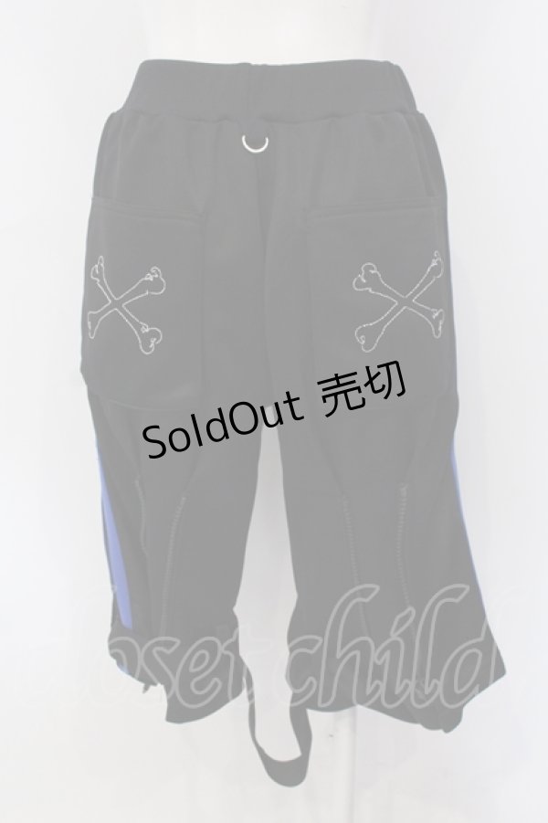 画像3: LOVER'S ROCK / ボンテージジャージハーフパンツ  ブラック×ブルー O-25-06-30-081-PU-PA-IG-ZY (3)