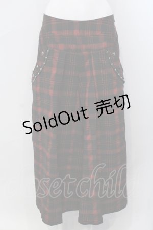 画像: SEX POT ReVeNGe / チェックハイウエストワイドパンツ  レッド×ブラック O-25-06-30-082-SP-PA-IG-OS