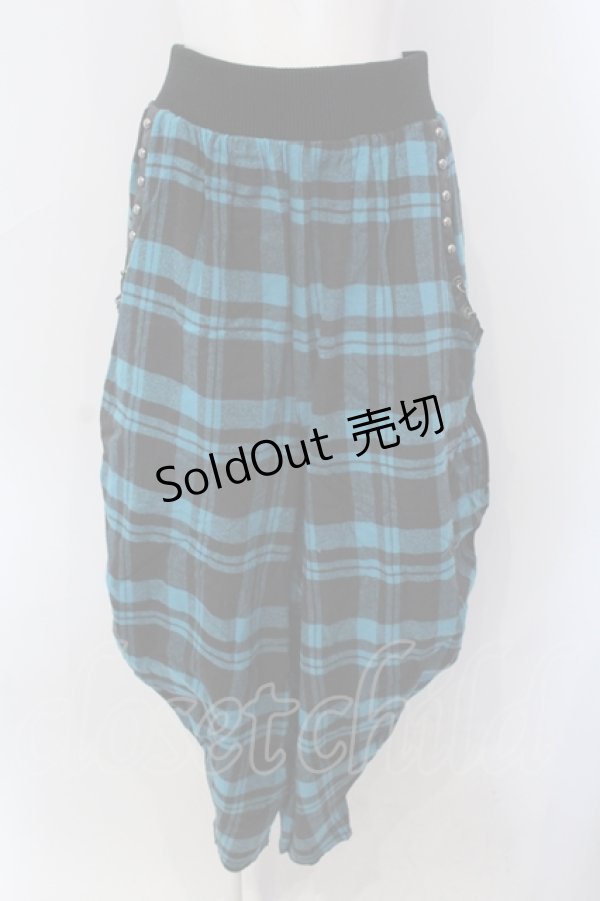 画像1: SEX POT ReVeNGe / チェックスタッズサルエルパンツ  ブルー×ブラック O-25-06-30-083-SP-PA-IG-ZY (1)