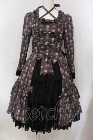 画像: ATELIER PIERROT / Rosy Bouquet Dress 1 ライトグレー×ブラック O-25-06-30-089-EL-OP-OW-OS