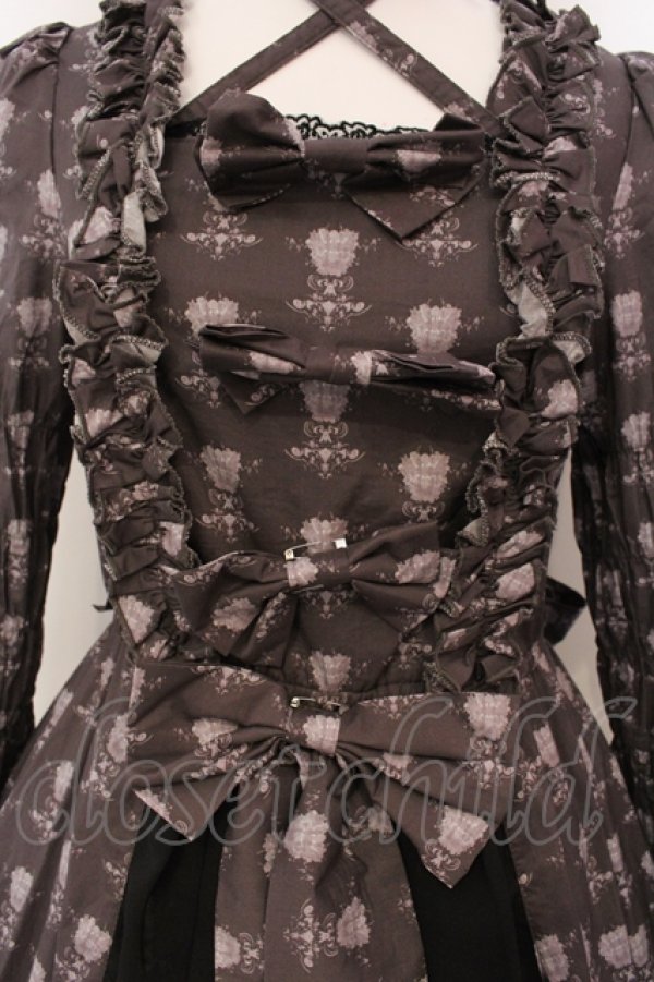 画像2: ATELIER PIERROT / Rosy Bouquet Dress 1 ライトグレー×ブラック O-25-06-30-089-EL-OP-OW-OS (2)
