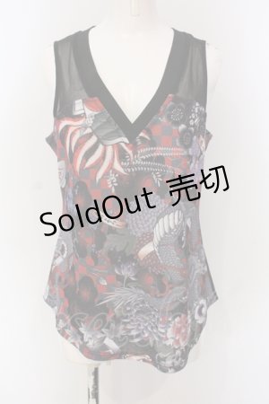 画像: Qutie Frash / Vネックタンク  ブラック O-25-06-30-106-QU-TO-OW-OS