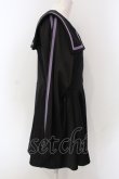 画像2: Amilige / セーラーサイドあきジャージワンピース  クロ×パープル O-25-06-30-115-PU-OP-IG-ZS (2)