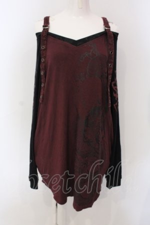 画像: Qutie Frash / 2店舗限定 オフショルビッグT  ブラック×レッド O-25-06-30-122-QU-TO-IG-OS