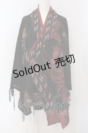 画像: Qutie Frash / 矢絣柄 着物カーデ  レッド×ブラック O-25-06-30-125-QU-JA-IG-ZI