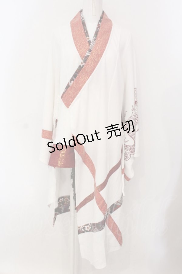 画像1: Qutie Frash / 3店舗限定カラー着物カーデ  ホワイト×レッド O-25-06-30-127-QU-JA-IG-OS (1)