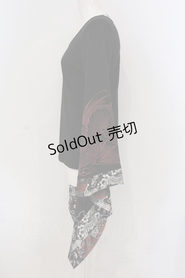 Qutie Frash⑤⑥新品未使用 Qutie Frash / チャイナアシメカットソー ブラック H-25-05-22