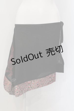 画像: Qutie Frash / 2019 プレミアム（紅鶴）ラップスカート  ブラック×レッド O-25-06-30-130-QU-ZA-IG-OS